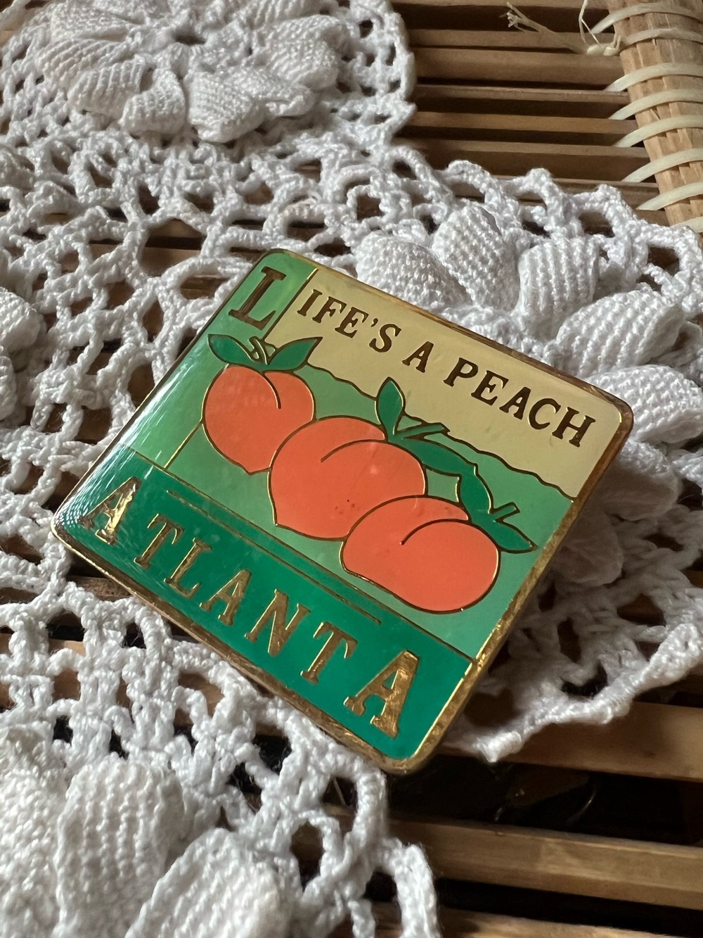 Life's a Peach Atlanta Enamel Magnet